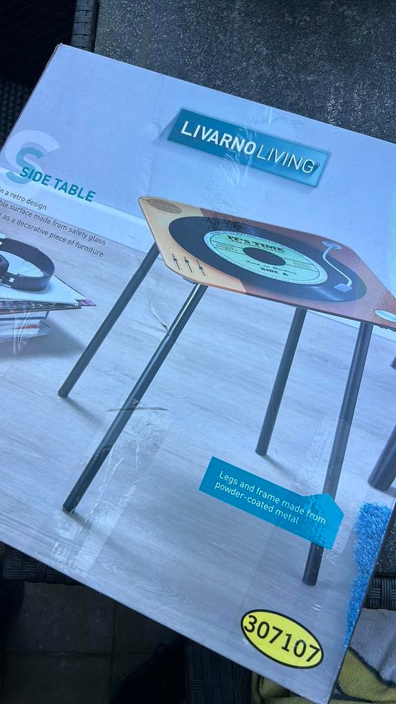 Sidetable retro design Livarno Living nieuw, Huis en Inrichting, 100 tot 150 cm, Ophalen of Verzenden, Zo goed als nieuw, 25 tot 50 cm