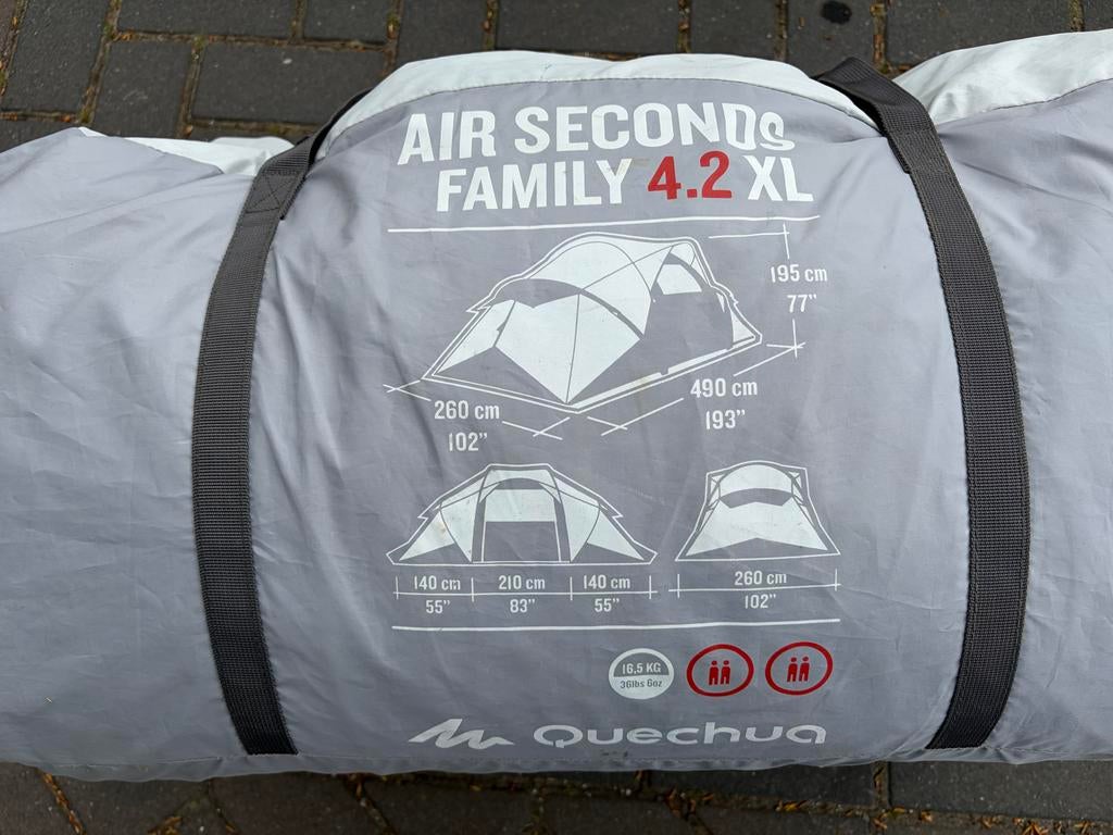 Quechua Air Seconds Family 4.2 XL opblaasbare tent, Ophalen, Gebruikt, Tot en met 4
