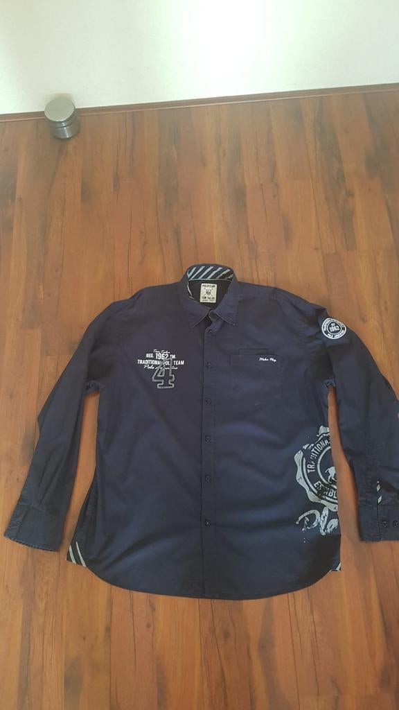 Mooi donkerblauw overhemd van het merk Tom Tailor Poloteam., Ophalen of Verzenden, Zo goed als nieuw, Blauw