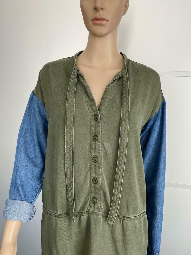 F1280 Riverwoods: maat 34/36=XS/S tuniek jurk spijker groen, Kleding | Dames, River Woods, Ophalen of Verzenden, Zo goed als nieuw