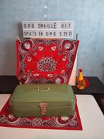 👌Mooi echte originele resedagroen EMAILLE broodtrommel, Ophalen of Verzenden