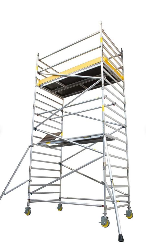 Gebruikte steiger te huur werk hoogte 6.20m, Doe-het-zelf en Verbouw, Steigers, Ophalen of Verzenden, Zo goed als nieuw, Rolsteiger of Kamersteiger