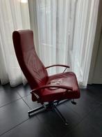 2 rode leren relaxstoelen, Ophalen, Gebruikt, Leer, 75 tot 100 cm