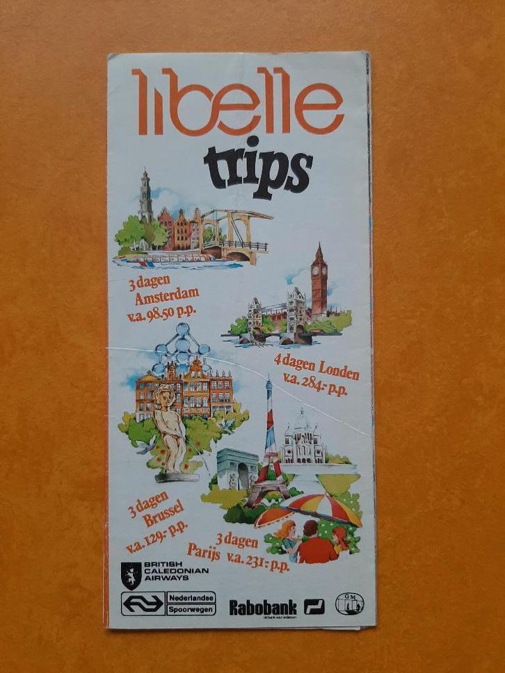 Folder libelle trips oa plattegrond Amsterdam centrum, 1976, Boeken, Atlassen en Landkaarten, Gelezen, Landkaart, Nederland, 1800 tot 2000