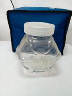 Glazen gedeukte pot met plastic deksel., Ophalen of Verzenden, Overige kleuren, Glas, Minder dan 50 cm