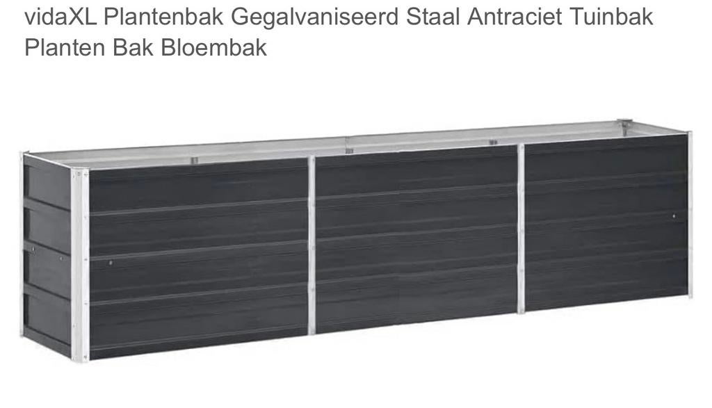 vidaXL Plantenbak Gegalvaniseerd Staal Antraciet Tuinbak, Tuin en Terras, Bloembakken en Plantenbakken, Ophalen, Gebruikt, 100 cm of meer