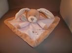 nicotoy konijn doek bruin/crème roze 22x22 cm velours, Ophalen of Verzenden, Nieuw, Konijn
