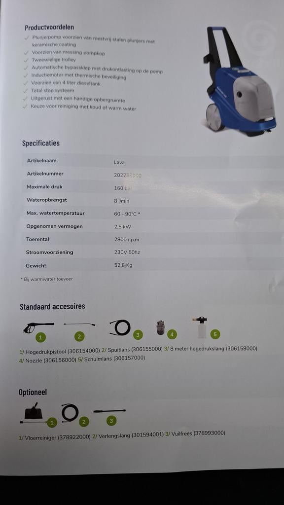 Waterkracht Lava hogedrukreiniger - 160 bar, 8 l/min, Tuin en Terras, Hogedrukreinigers, Ophalen of Verzenden, Nieuw, Benzine