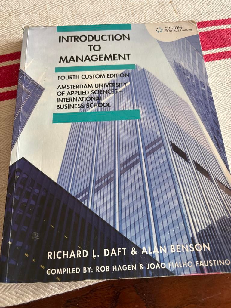 Introduction to Management - Amsterdam University, Boeken, Ophalen of Verzenden, Gamma, Gelezen, HBO