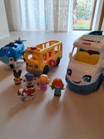Fisher Price Little People Vliegtuig, Schoolbus & Camper, Ophalen of Verzenden, Zo goed als nieuw, Speelset
