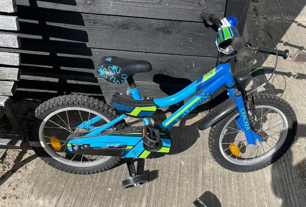 Alpina Cracker kinderfiets 16" blauw, Fietsen en Brommers, Ophalen, Gebruikt, 16 tot 20 inch