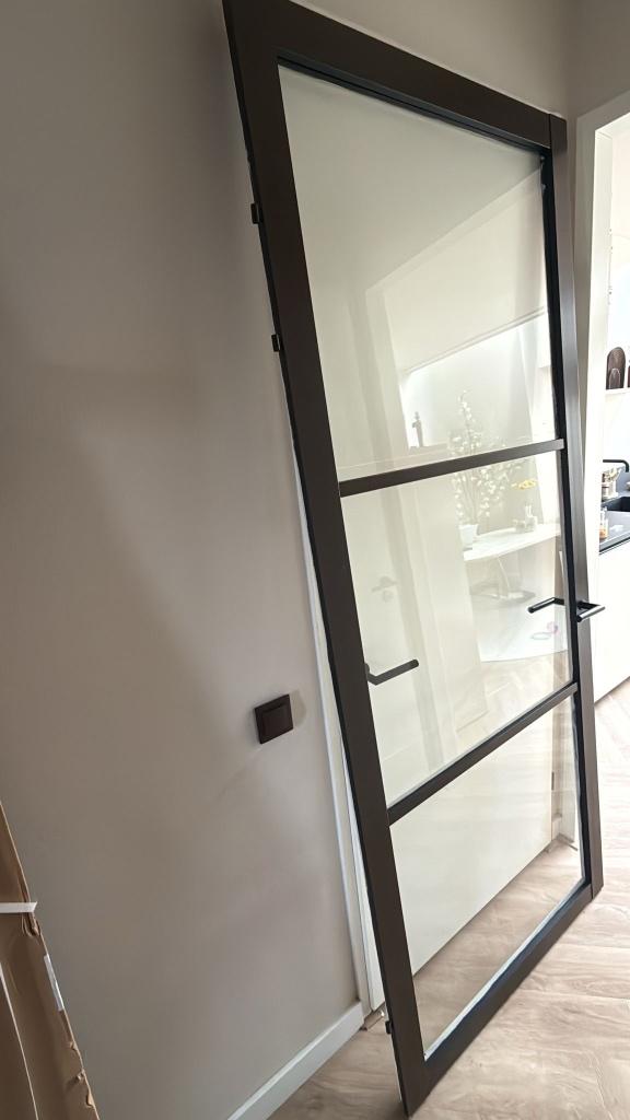 Stalen look binnendeur, Doe-het-zelf en Verbouw, Deuren en Horren, Ophalen, Gebruikt, 80 tot 100 cm, 215 cm of meer