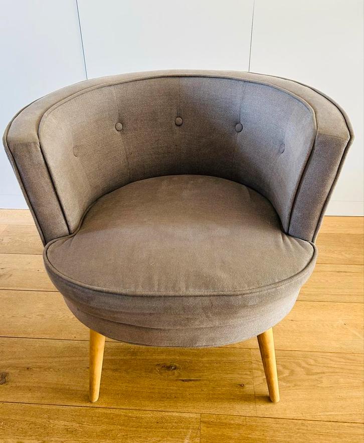 Beliani Odenzen Fauteuil - Lichtgrijs Stof, Huis en Inrichting, Fauteuils, Gebruikt, Stof, 75 tot 100 cm, Ophalen