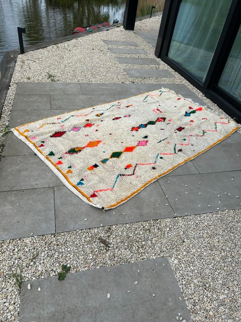 Vrolijk Berber tapijt - Handgeknoopt Marokkaans, Gebruikt, 100 tot 150 cm, Verzenden, 200 cm of meer
