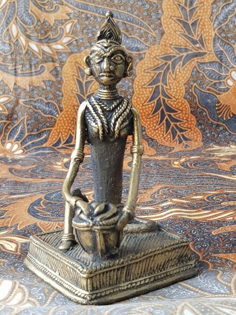 Prachtig antiek brons beeldje uit India van een man 13,4 cm., Antiek en Kunst, Ophalen of Verzenden