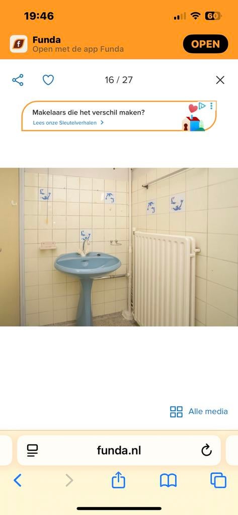 Wastafel op zuil - blauw- gratis, Ophalen, Gebruikt, Steen, Wastafel