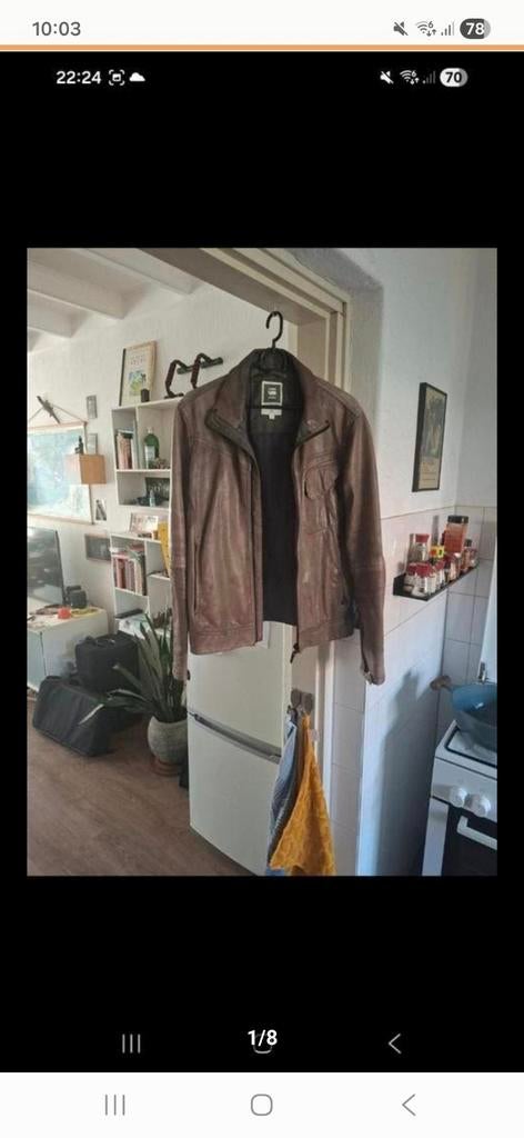 Leren jas van G-star te koop maat M, valt klein!, Ophalen of Verzenden, Zo goed als nieuw, Bruin
