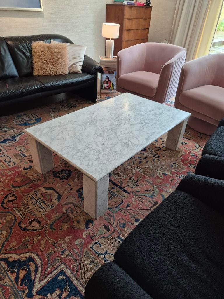 Carrara marmeren salontafel 130x80, Huis en Inrichting, Tafels | Salontafels, Ophalen, Overige materialen, Gebruikt, 50 tot 100 cm