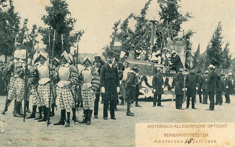 AMSTERDAM – Optocht Rembrandtfeesten 1906 Tulpkaart (DR091), Verzenden, Voor 1920, Gelopen, Noord-Holland