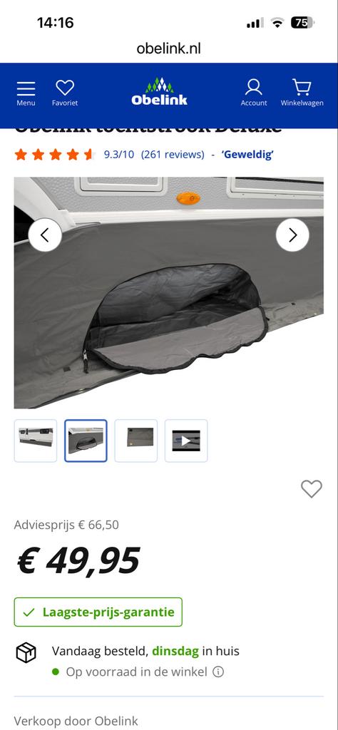 Obelink tochtstrook Deluxe - Caravan/Camper, Caravans en Kamperen, Caravan accessoires, Ophalen, Gebruikt
