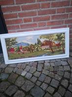 Lijst met borduur landschap, Ophalen of Verzenden, Hout, Minder dan 50 cm, Minder dan 50 cm