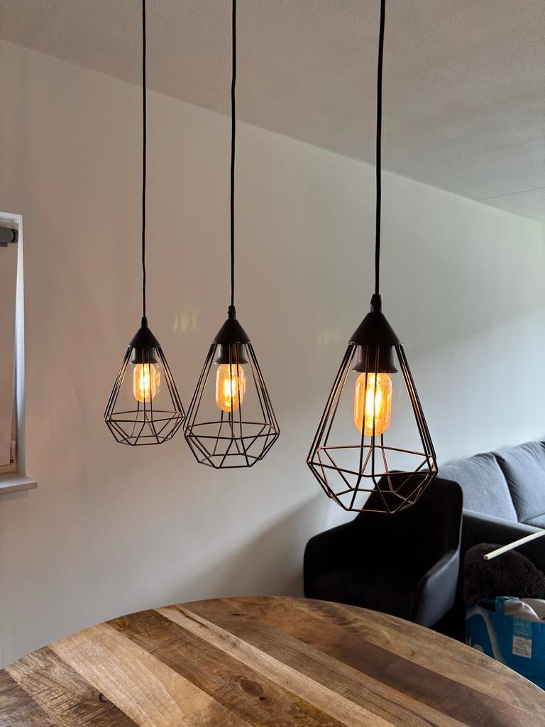 Hanglamp eettafel industrieel, Huis en Inrichting, Lampen | Hanglampen, Ophalen, Gebruikt, Industrieel, Metaal
