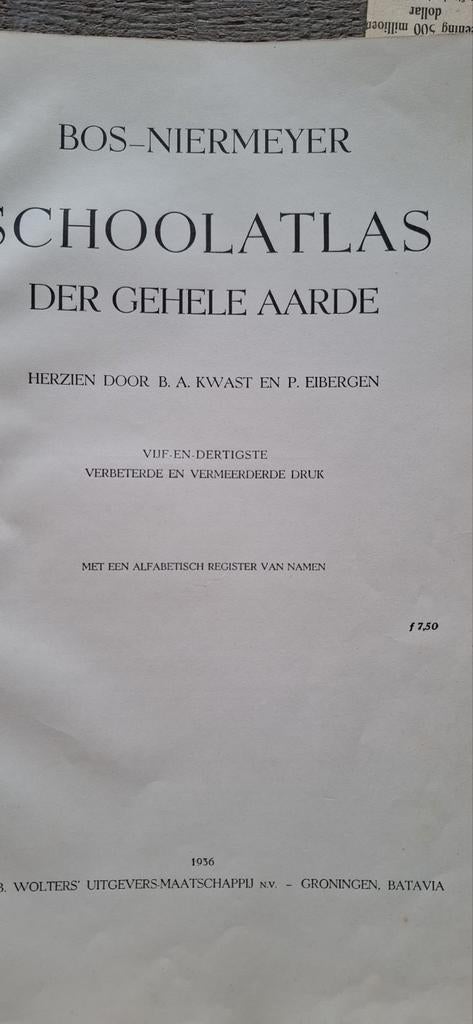 Antieke Bos Schoolatlas 1936 - Mooi verzamelaarsobject, Boeken, Atlassen en Landkaarten, Gelezen, Bosatlas, Wereld, 1800 tot 2000