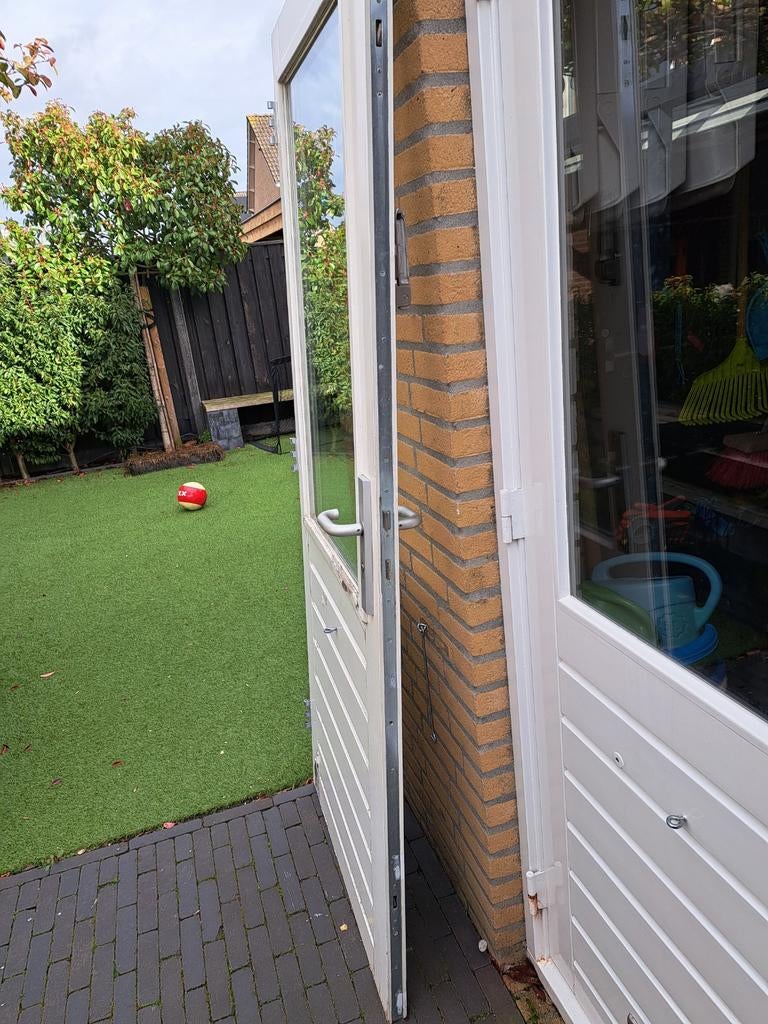 HARDHOUTEN TUINDEUR, Doe-het-zelf en Verbouw, Deuren en Horren, Gebruikt, Ophalen of Verzenden, Buitendeur, 200 tot 215 cm