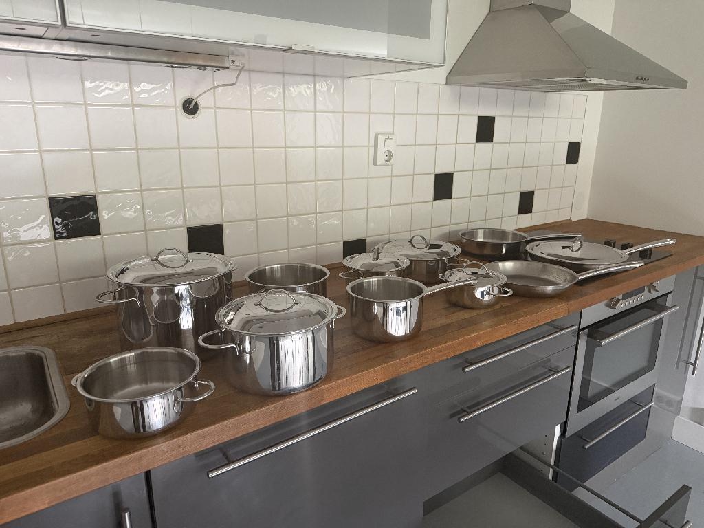 11-delige Cristal Spring pannenset, Huis en Inrichting, Keuken | Potten en Pannen, Ophalen, Gebruikt, Keramische plaat, Pannenset