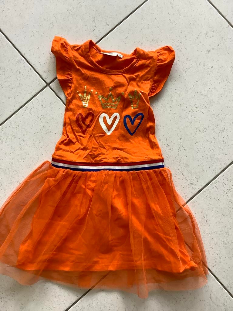 Oranje Koningsdag jurkje maat 110-116, Kinderen en Baby's, Ophalen of Verzenden, Gebruikt, Meisje, Jurk of Rok