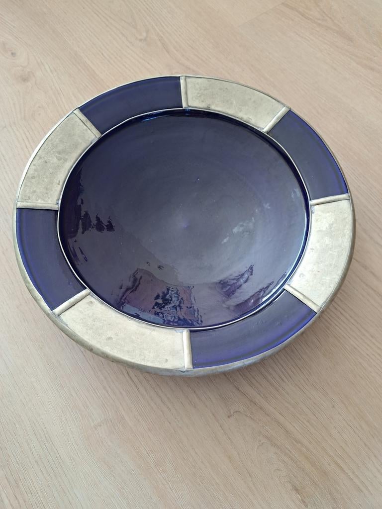 Marokkaanse couscous schaal blauw/zilverkleurig - 35,5 cm, Ophalen