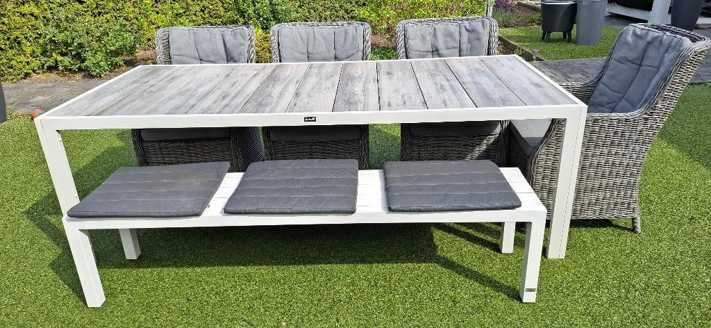 Complete tuinset Hartman/Bois le duc. Tafel / stoelen / bank, Tuin en Terras, Ophalen, Gebruikt, Bank, Aluminium