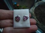 mooie echt zilveren oorknopjes roze stevige hartjes 925, Ophalen of Verzenden, Zo goed als nieuw, Roze, Knopjes of Stekers