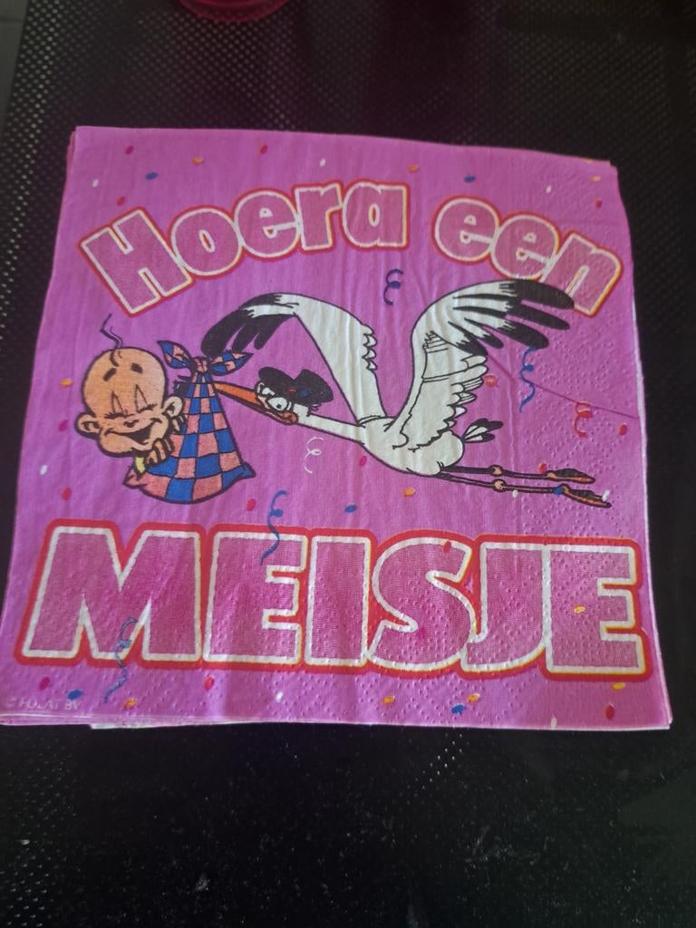 Geboorte servetten roze, Kinderen en Baby's, Kraamcadeaus en Geboorteborden, Ophalen, Nieuw