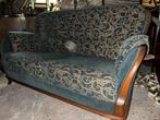 Exclusieve jugendstil kersenhouten bank met fauteuils, Ophalen, Gebruikt, 75 tot 100 cm, Stof