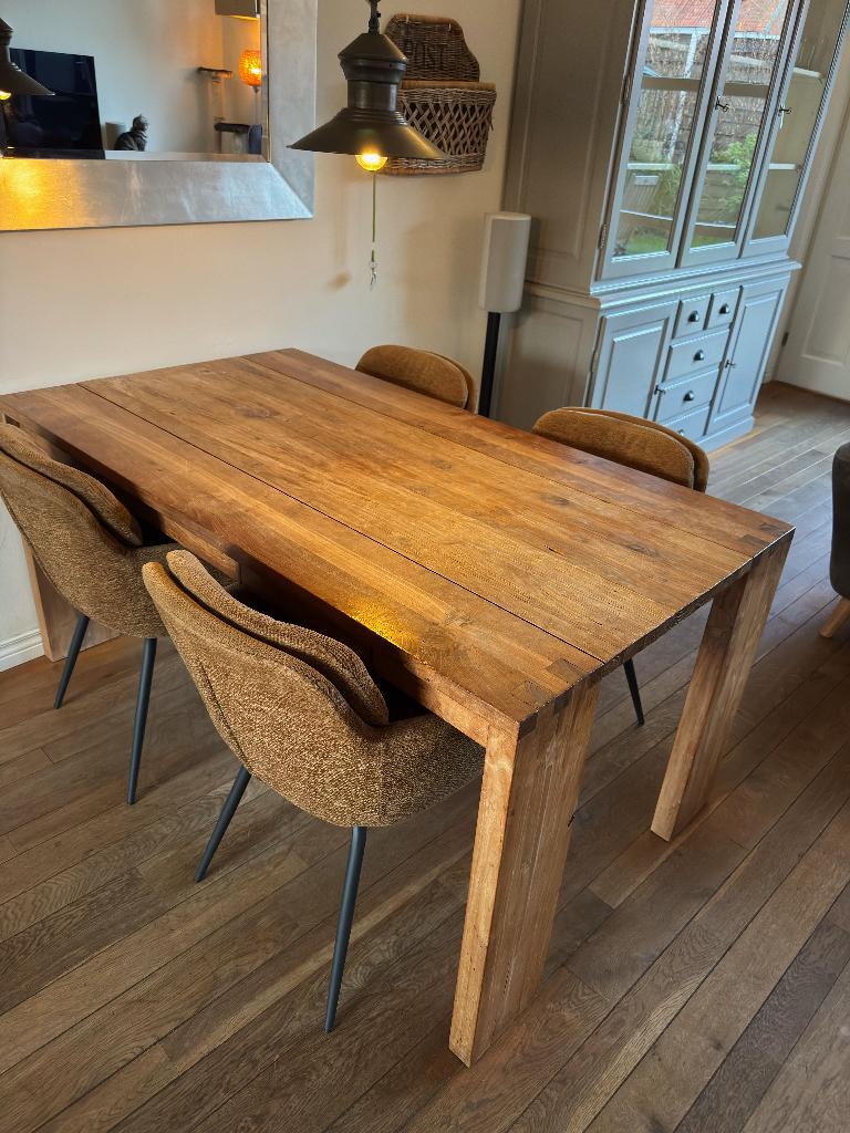 Teakhouten eetkamertafel 90 x 160, Huis en Inrichting, Ophalen, Gebruikt, 50 tot 100 cm, 150 tot 200 cm