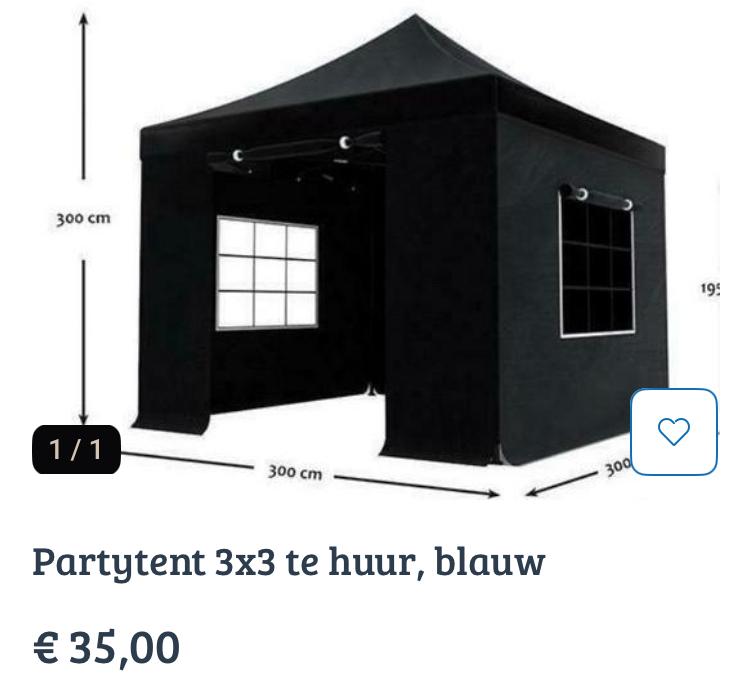 Partytent easy 3x3 blauw te huur, Ophalen of Verzenden, Zo goed als nieuw