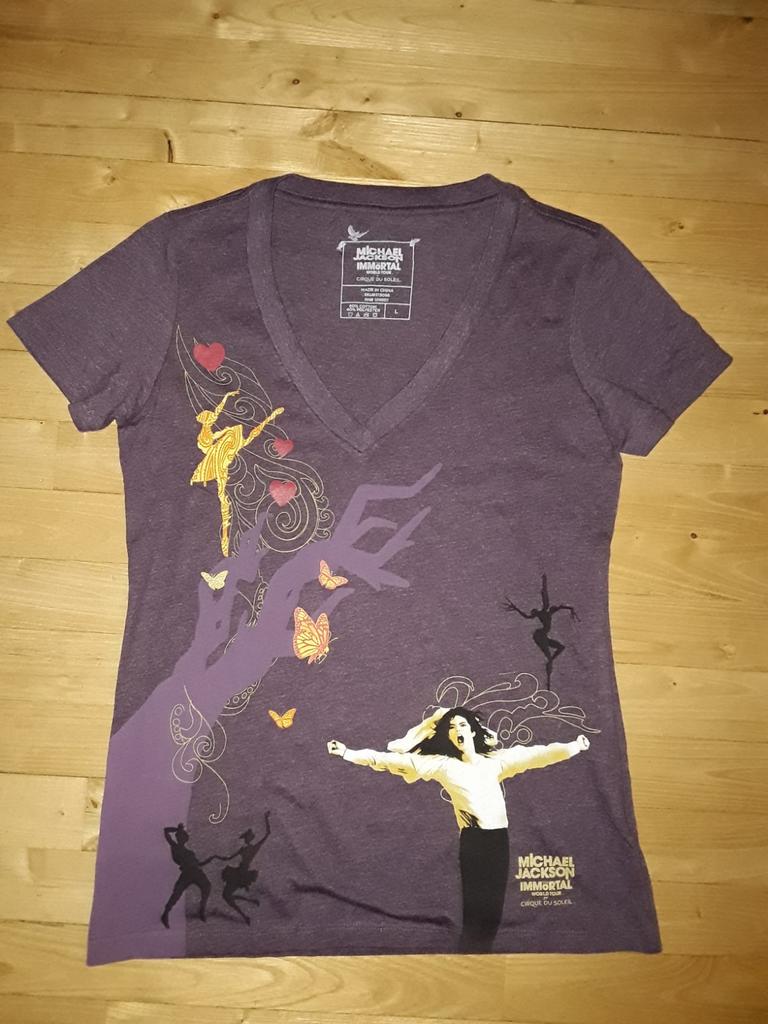 Paars Michael Jackson Immortal World Tour t-shirt mt L, Paars, Maat 42/44 (L), Ophalen of Verzenden, Zo goed als nieuw