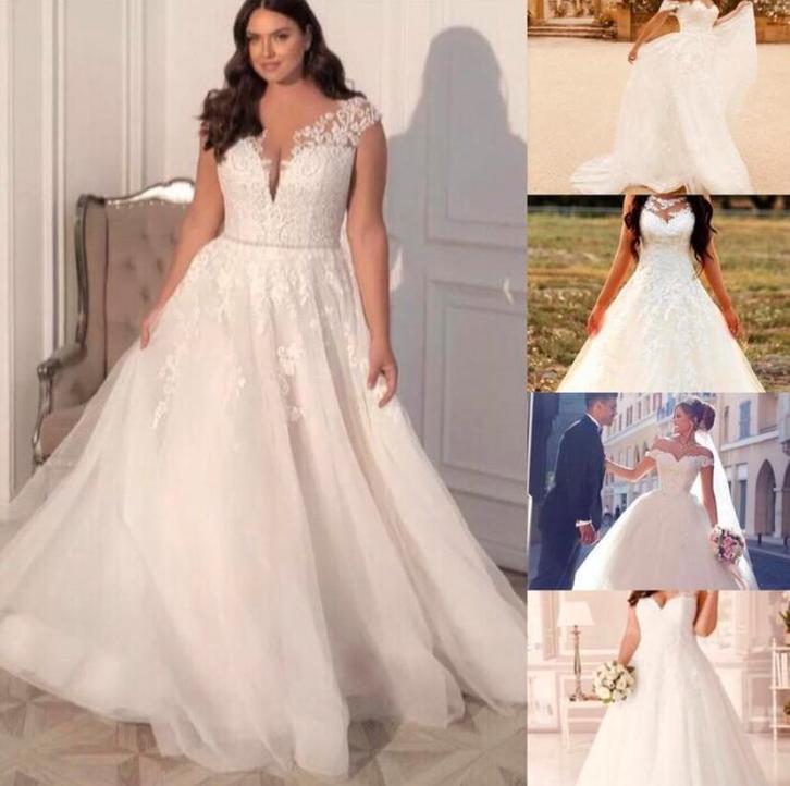 Nieuwe plussize trouwjurken max. €849 44 46 48 50, Kleding | Dames, Trouwkleding en Trouwaccessoires, Nieuw, Trouwjurk, Wit, Ophalen