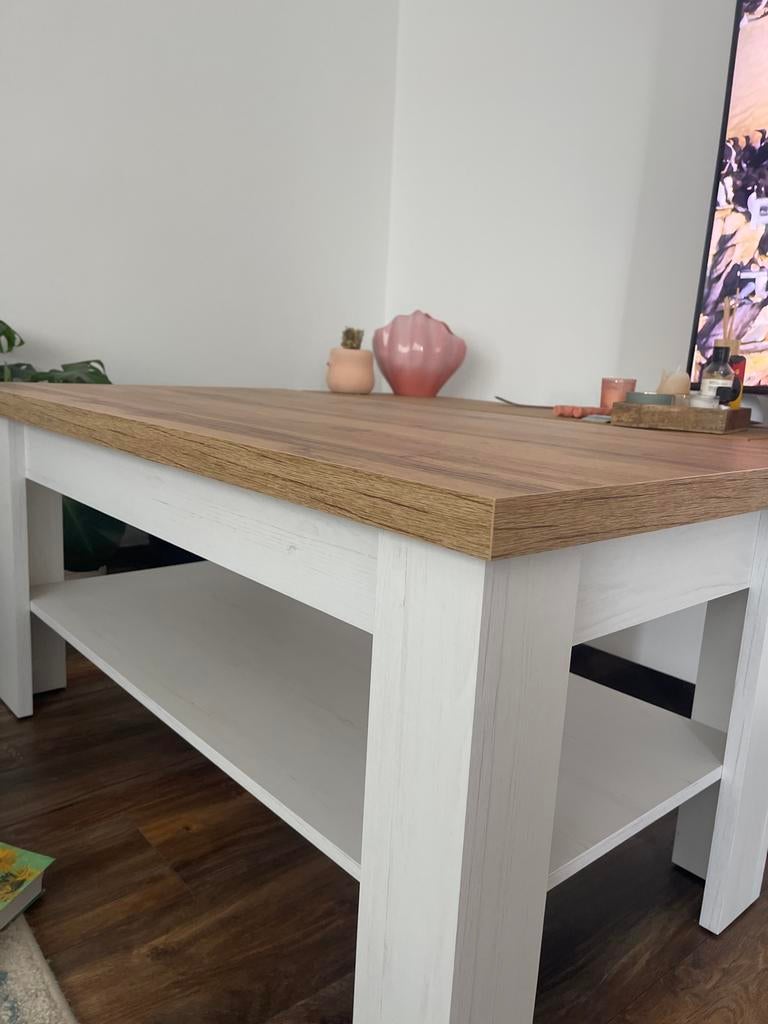 Jysk witte salontafel, 100 tot 150 cm, Zo goed als nieuw, Minder dan 50 cm, Rechthoekig