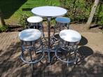 4 Amerikaanse Bel Air barkrukken + bar tafel sixties fifties, Ophalen, 60 tot 90 cm, Met voetsteun, Zo goed als nieuw