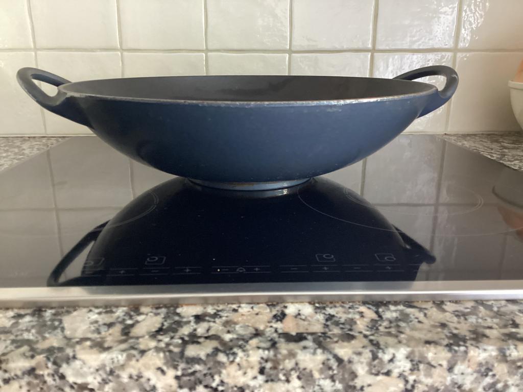 Wokpan gietijzer, Ophalen of Verzenden, Gebruikt, Gietijzer, Wok