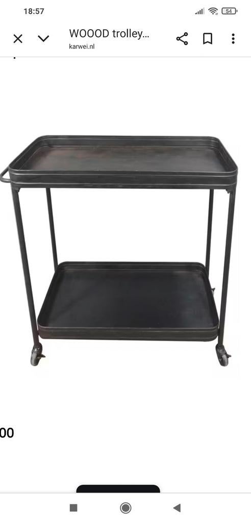 Zwarte verrijdbare wood sidetable, Huis en Inrichting, Tafels | Sidetables, 100 tot 150 cm, Ophalen of Verzenden, Zo goed als nieuw