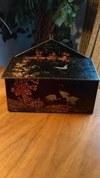 Vintage poetsblik van Glim gedecoreerd met Japanse motieven, Verzamelen, Blikken, Ophalen of Verzenden, Gebruikt, Overige