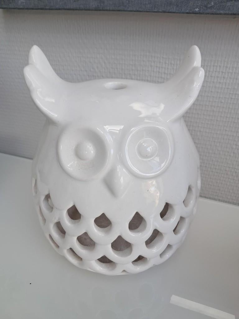 windlicht uil 20 cm hoog ( Wit ), Overige materialen, Wit, Nieuw, Ophalen of Verzenden