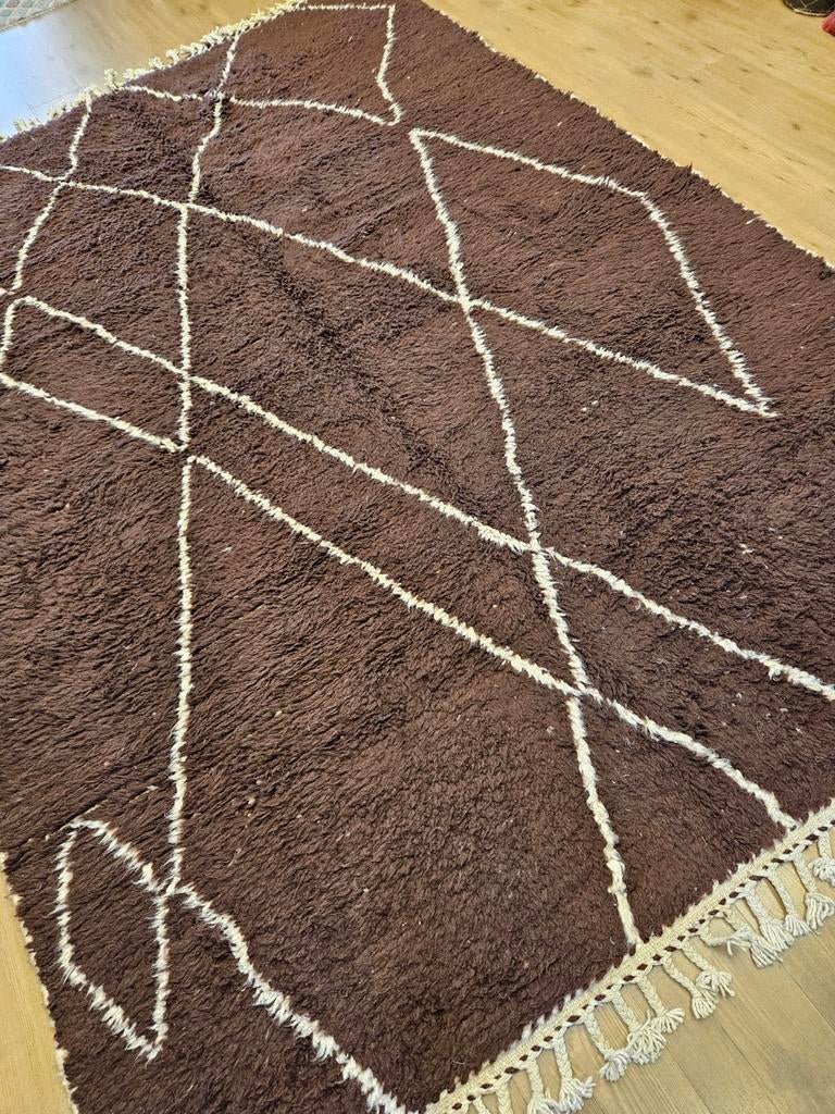 Handgeknoopt oosters tapijt berber Beni Mrirt 283x198, Info@SlatsAntiek.nl, Bruin, 150 tot 200 cm, Vof Slats Antiek