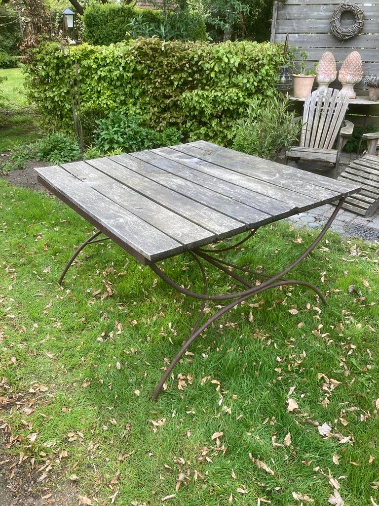 Tuintafel Jeanne d’Arc 130x130 - Metaal & Hout, Ophalen, Gebruikt, Vierkant, Metaal