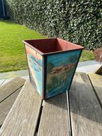 Vintage Metalen Plantenbak met Handgeschilderd Landschap, Gebruikt, Binnen, Ophalen of Verzenden, Metaal