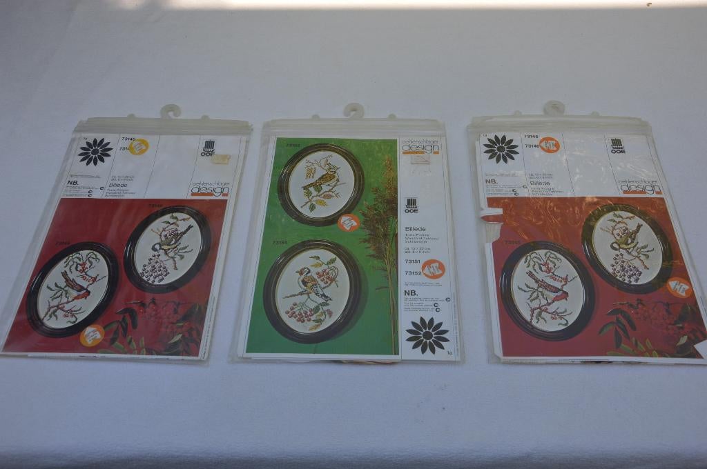 3 Vintage borduurpakketten van Ariadne, Deens ontwerp van de, Ophalen of Verzenden, Nieuw, Handborduren, Borduurpakket