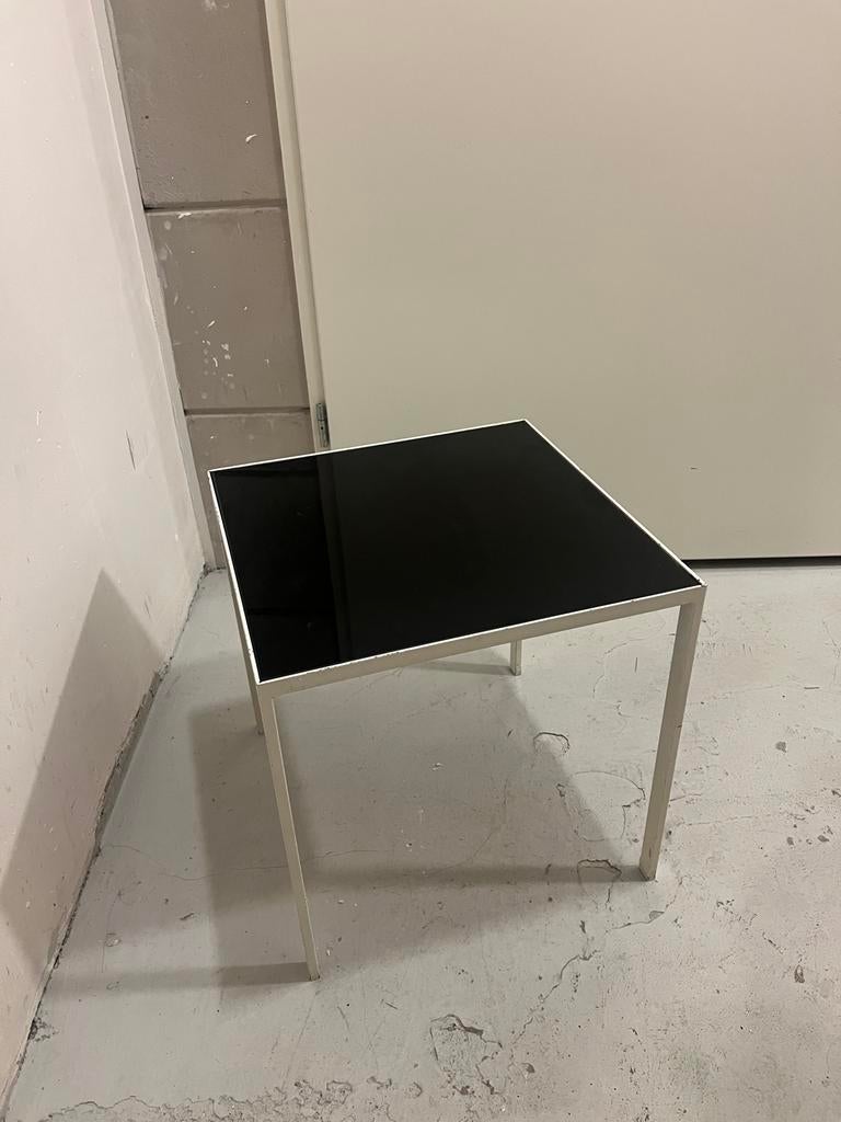 Bijzettafel zwart glas en staal Artimeta stijl, Huis en Inrichting, Ophalen, Minder dan 45 cm, Minder dan 55 cm, Gebruikt